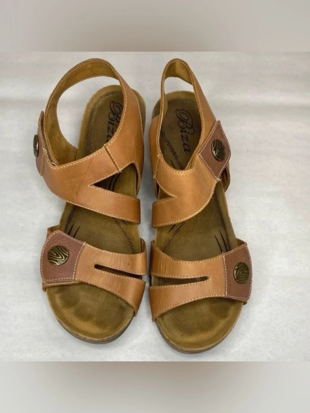 Biza Madison Boho Tan Leather Comfort Sandals Size 40 / 9